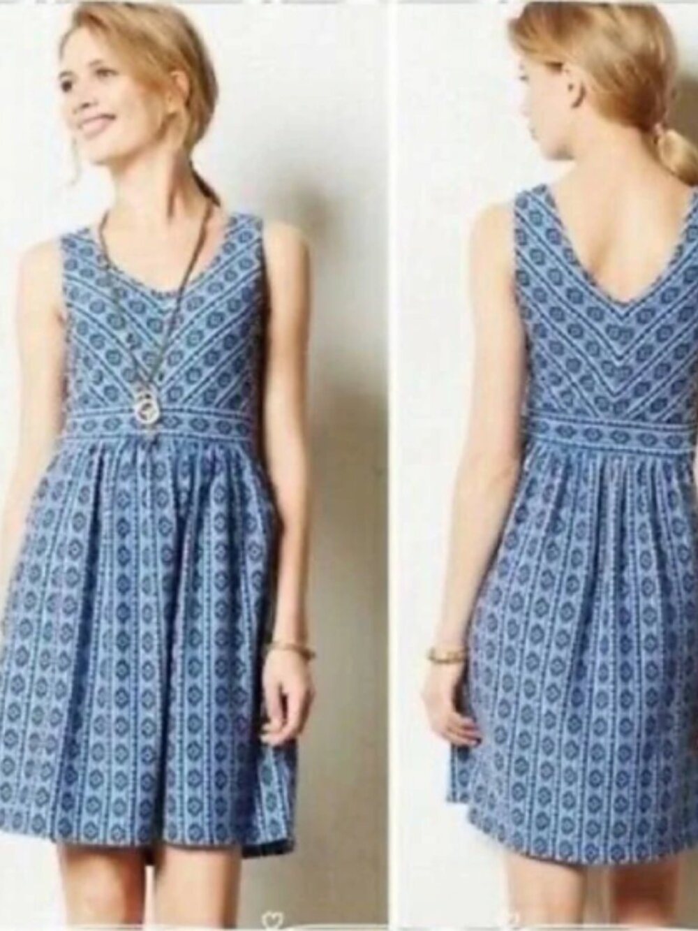 Anthropologie Maeve Blue Dress Size 8 EUC Like New